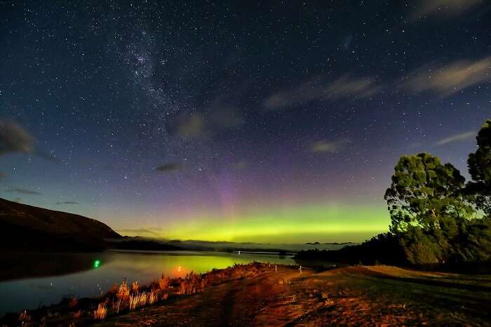 A shot of the Aurora Australis at Lake Pedder in Tasmania