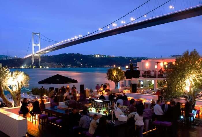 A view of the bar at the Reina nightclub in Istanbul