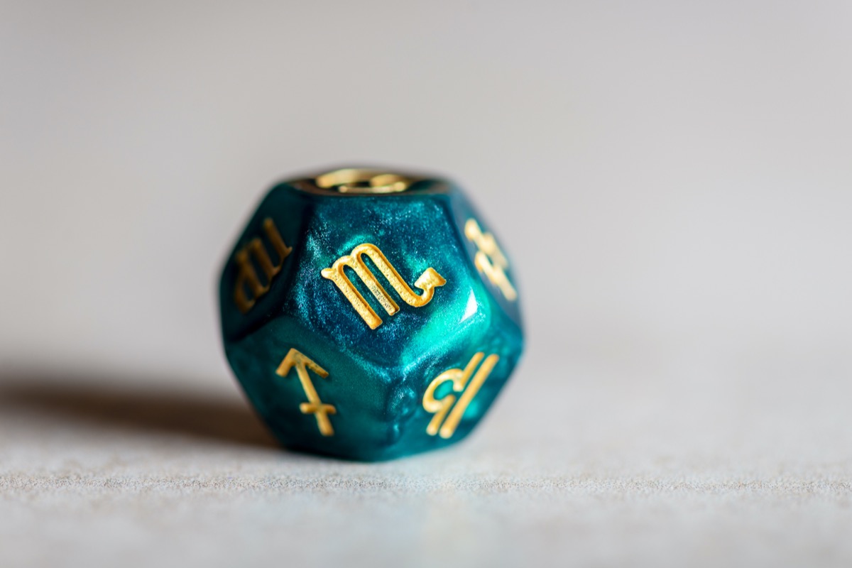 Astrology Dice with zodiac symbol of Scorpio