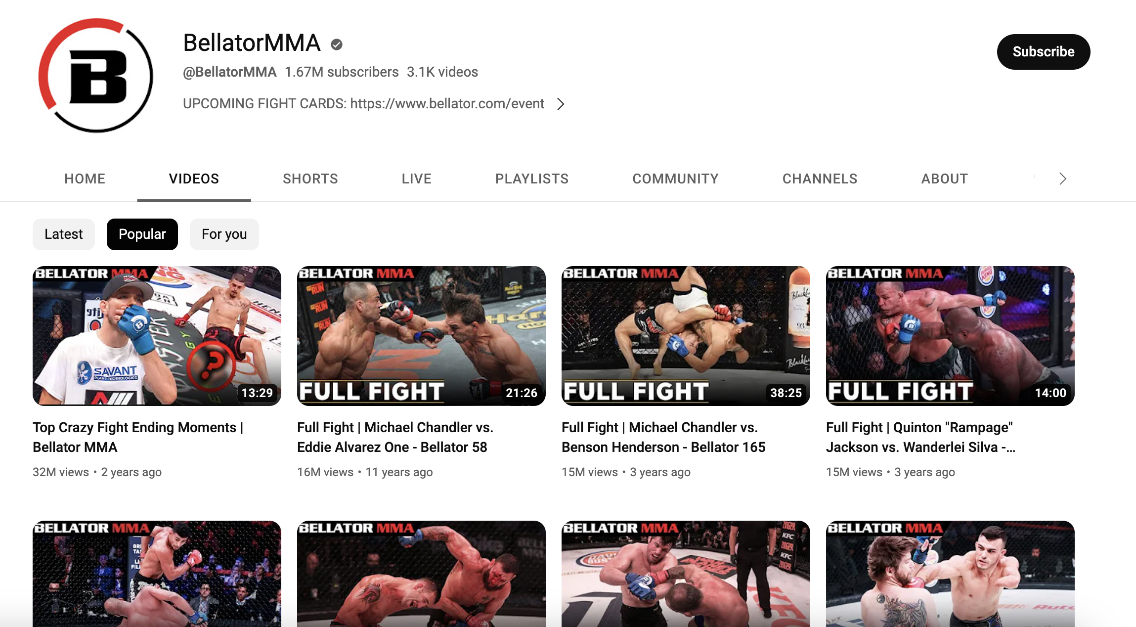 Bellator MMA YouTube channel