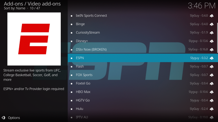 This is the official source of the ESPN Kodi Addon