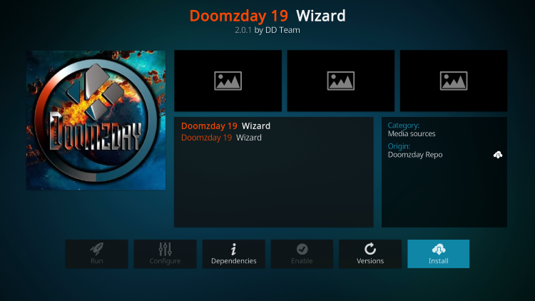Wait a few seconds for the Doomzday Repo Add-on installed message to appear.