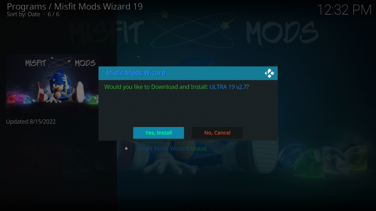 Click Install ultra kodi build