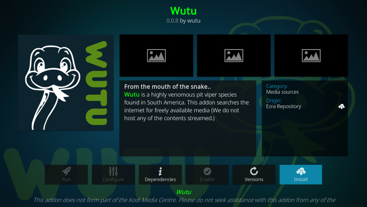 Click Install wutu kodi addon