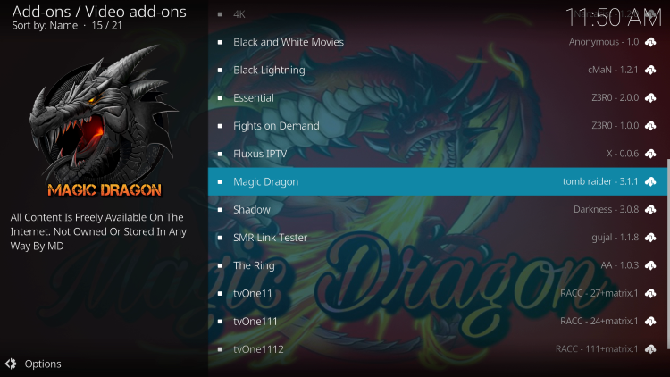 Click Magic Dragon kodi addon