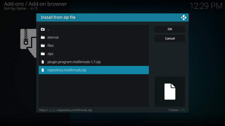 Click the zip file URL for ultra kodi build