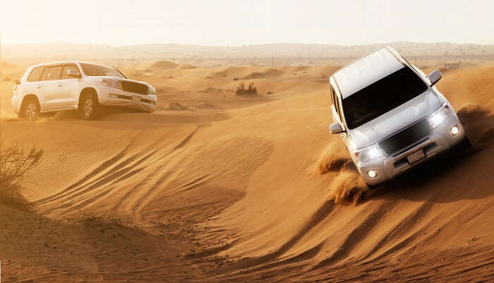 Experience the adrenaline rush as you go rambling in the desert in an SUV