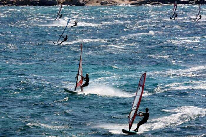 Kite surfing in Naxos in Greece