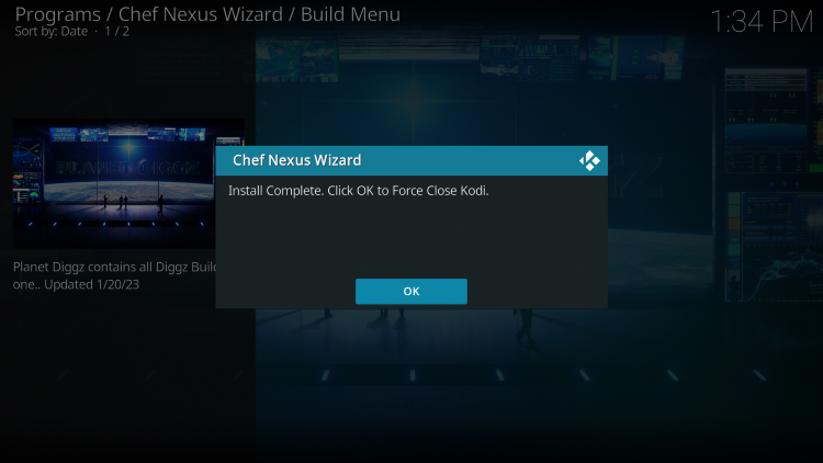 Once the installation is complete click OK.