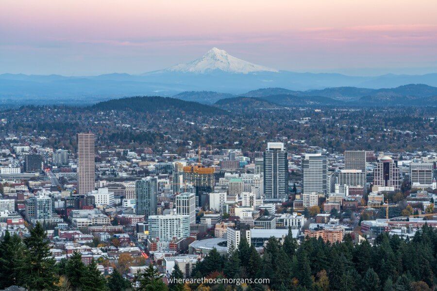 Portland, Oregon, with Mt Hood in the background from Pittock Mansion