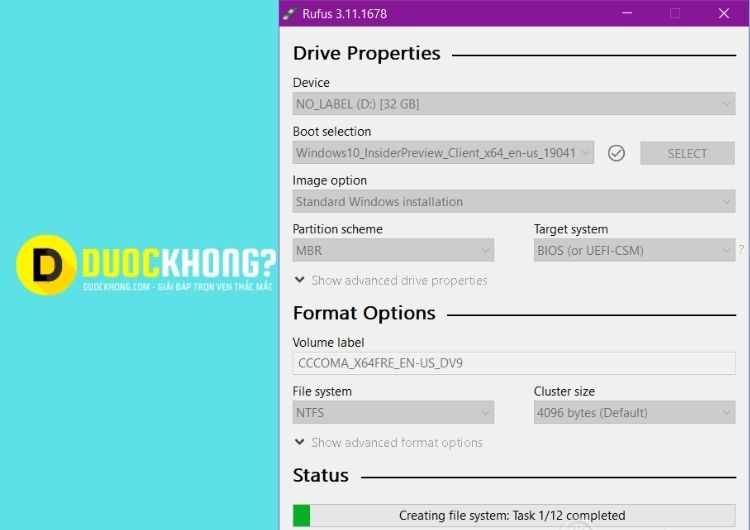 Quá trình tạo USB boot Windows