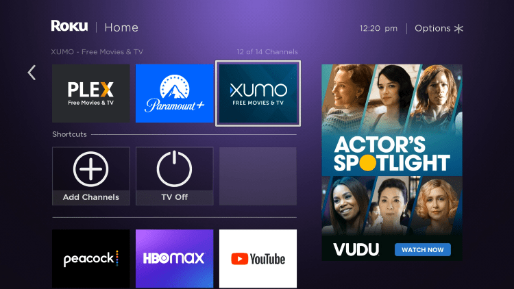 You have installed the XUMO APK on your Roku device.