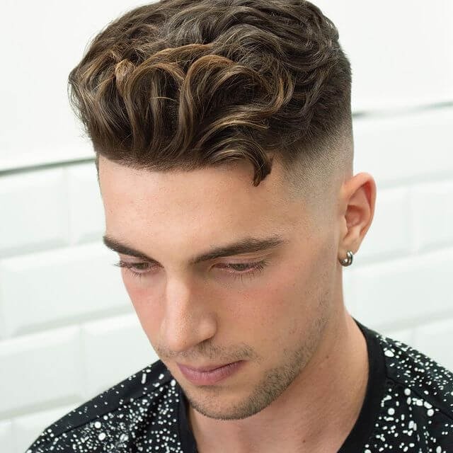 Messy low fade haircut for medium hair length