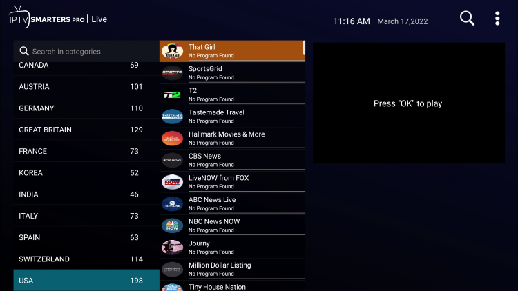 Samsung TV Plus is a free IPTV app that provides hundreds of live channels in various categories.