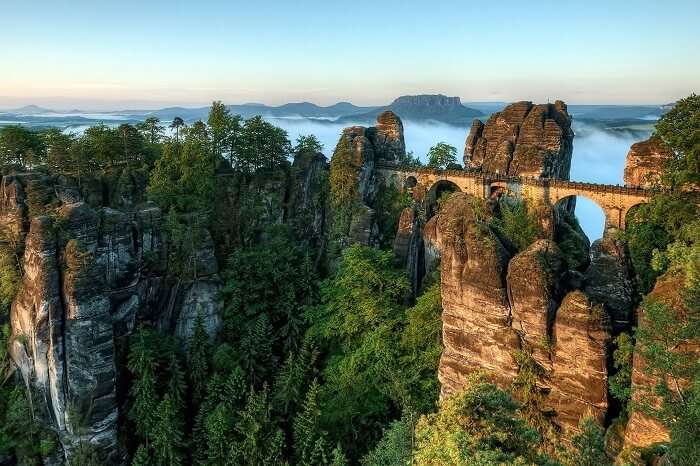 The Bastei Bridge at the border of Germany and Czech Republic