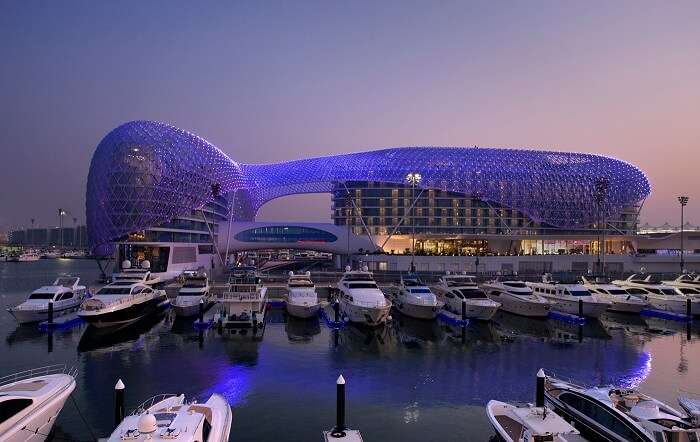 The beautiful man-made Yas Mall is one of the best places to see in Abu Dhabi.