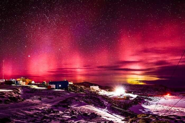 The spectacular aurora australis captured from Casey Station in the Antarctica