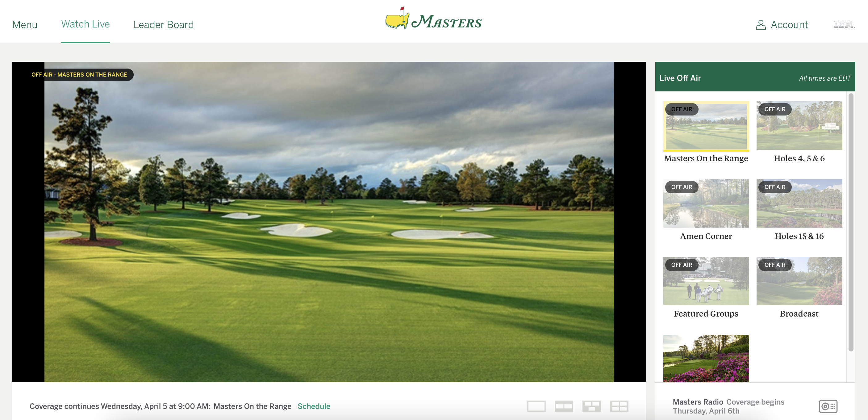 Users can also visit The Masters website on any web browser and live stream any sporting event they prefer.