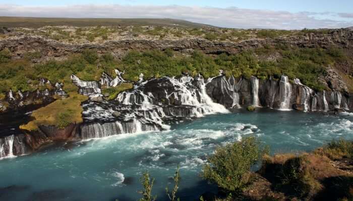 hraunfossar waterfalls in iceland