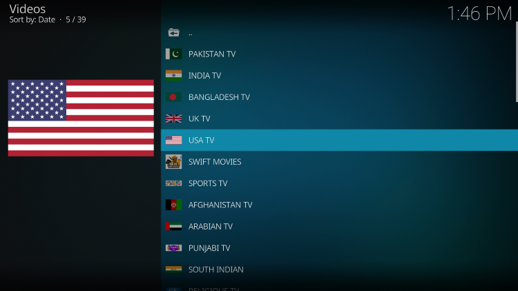 swift tv kodi addon categories